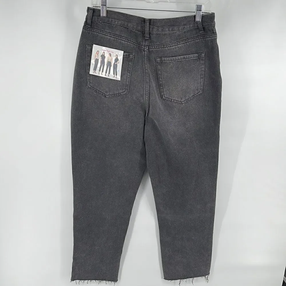 Simple Society distressed super high rise button fly raw hem jeans NEW NWT 9 29
